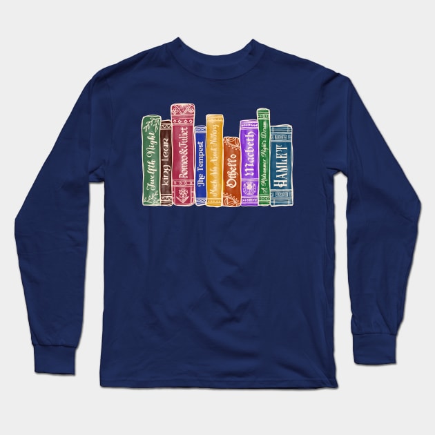 Shakespeare Bookshelf No.2 Long Sleeve T-Shirt by LuckyJuniperCo